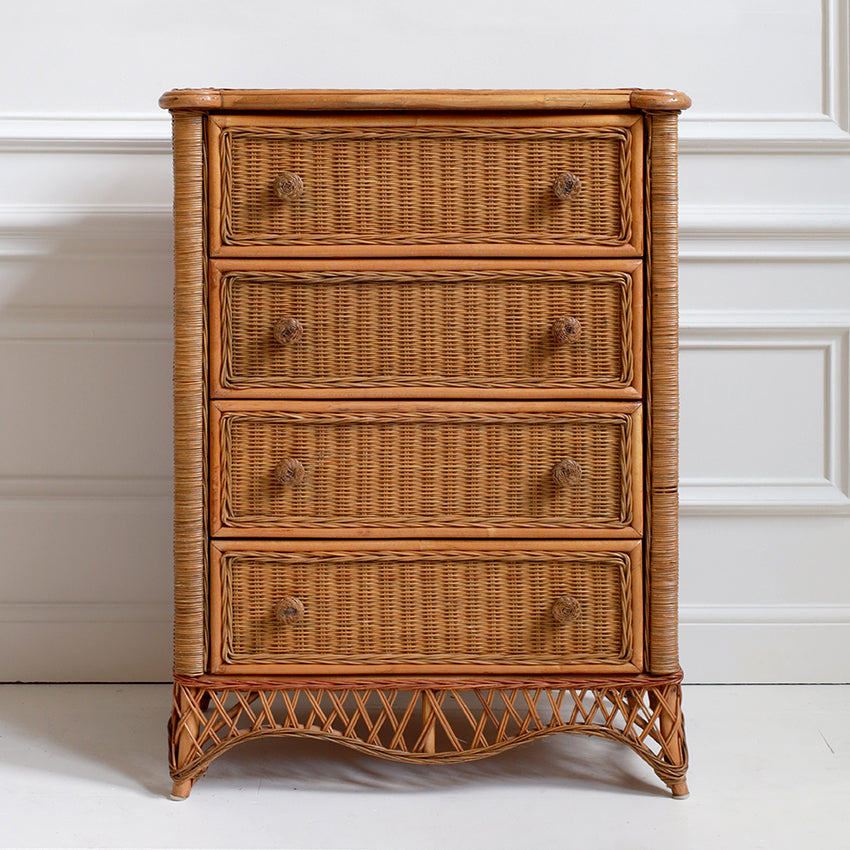 Vintage Cane and Bamboo Chest of Drawers