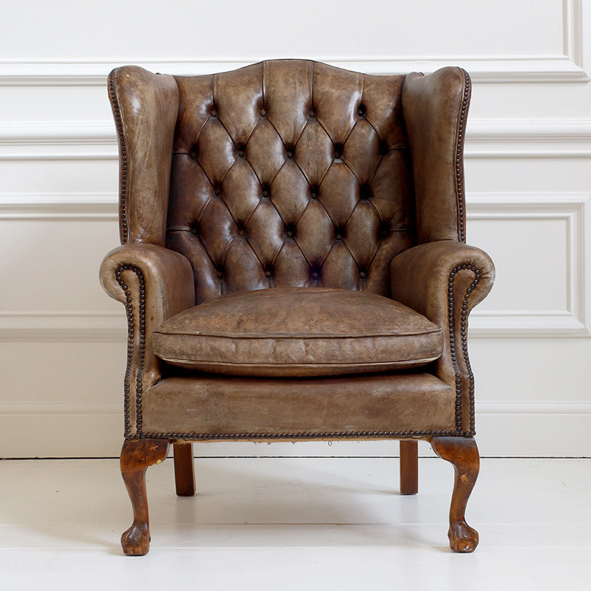 Vintage Wingback Leather Armchair