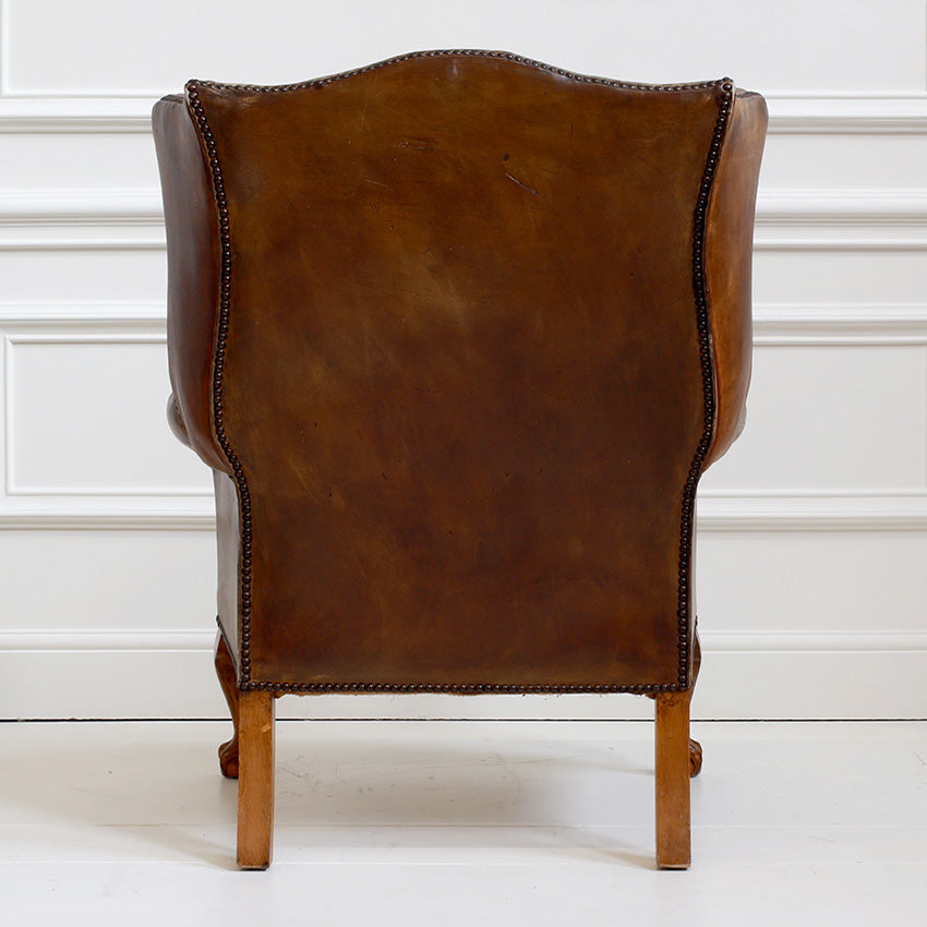 Vintage Wingback Leather Armchair