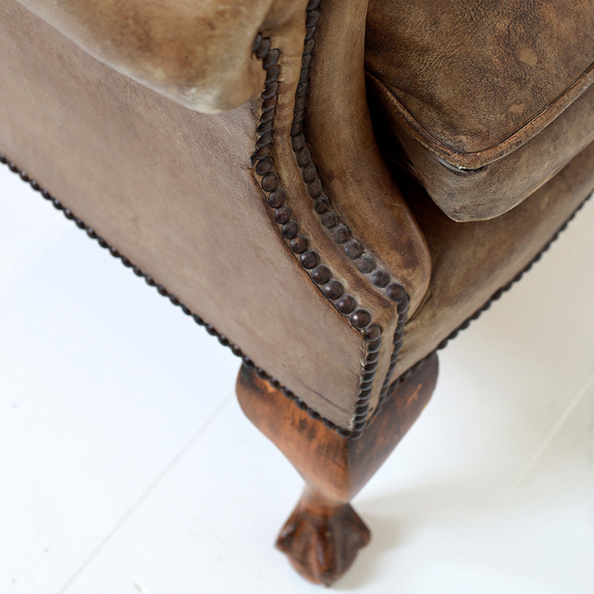 Vintage Wingback Leather Armchair