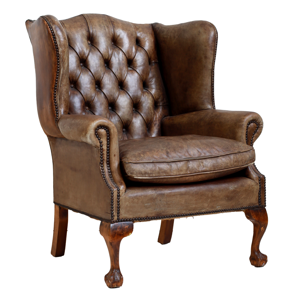 Vintage Wingback Leather Armchair