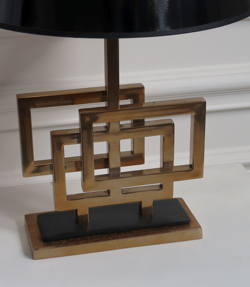 Vintage Geometric Brass Table Lamp