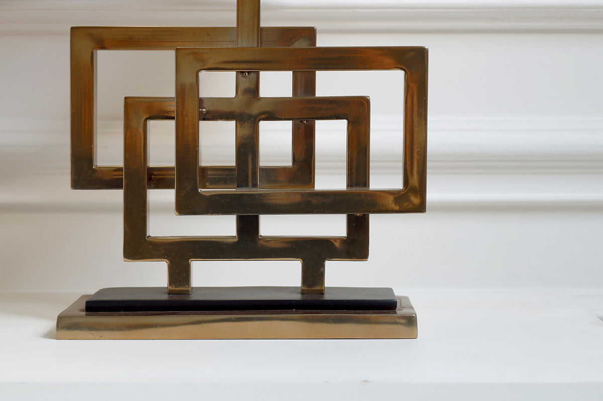 Vinatge Geometric Brass Table Lamp