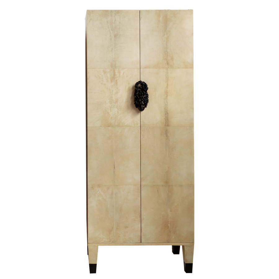 Vintage Vellum Cabinet with Medusa Handles