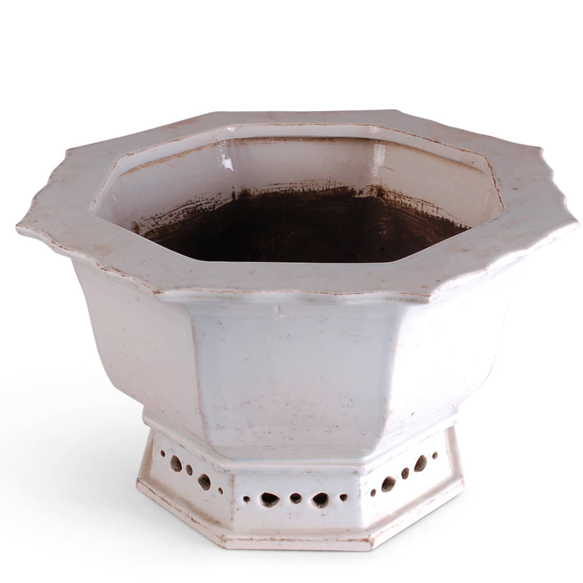 White Octagonal Planter
