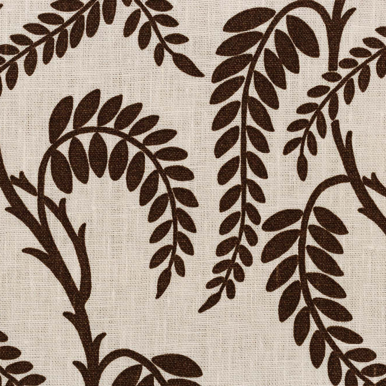 Wisteria - Brown on White Linen