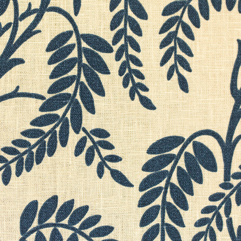 Wisteria II - Navy on Beige Linen