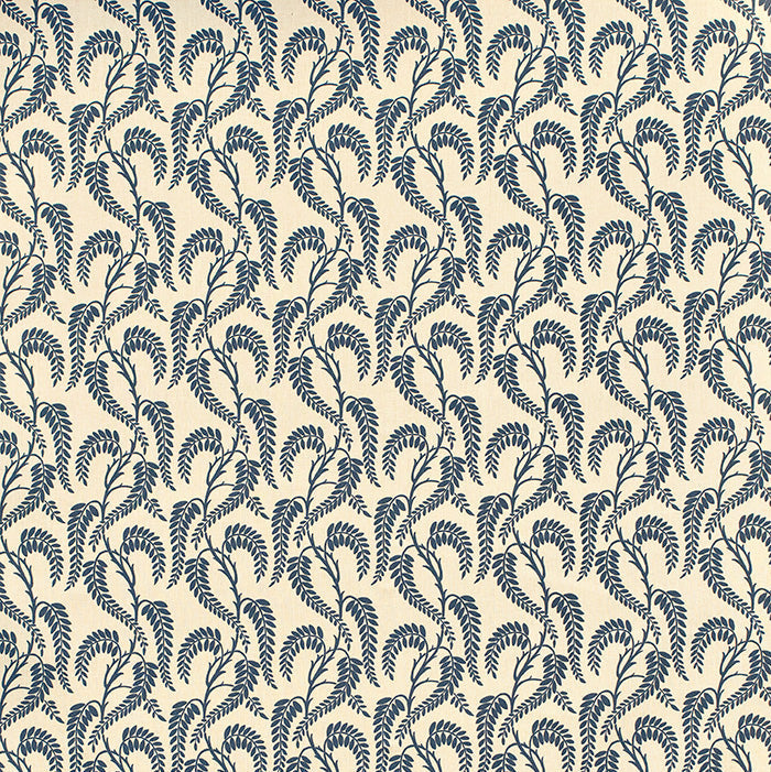 Wisteria II - Navy on Beige Linen
