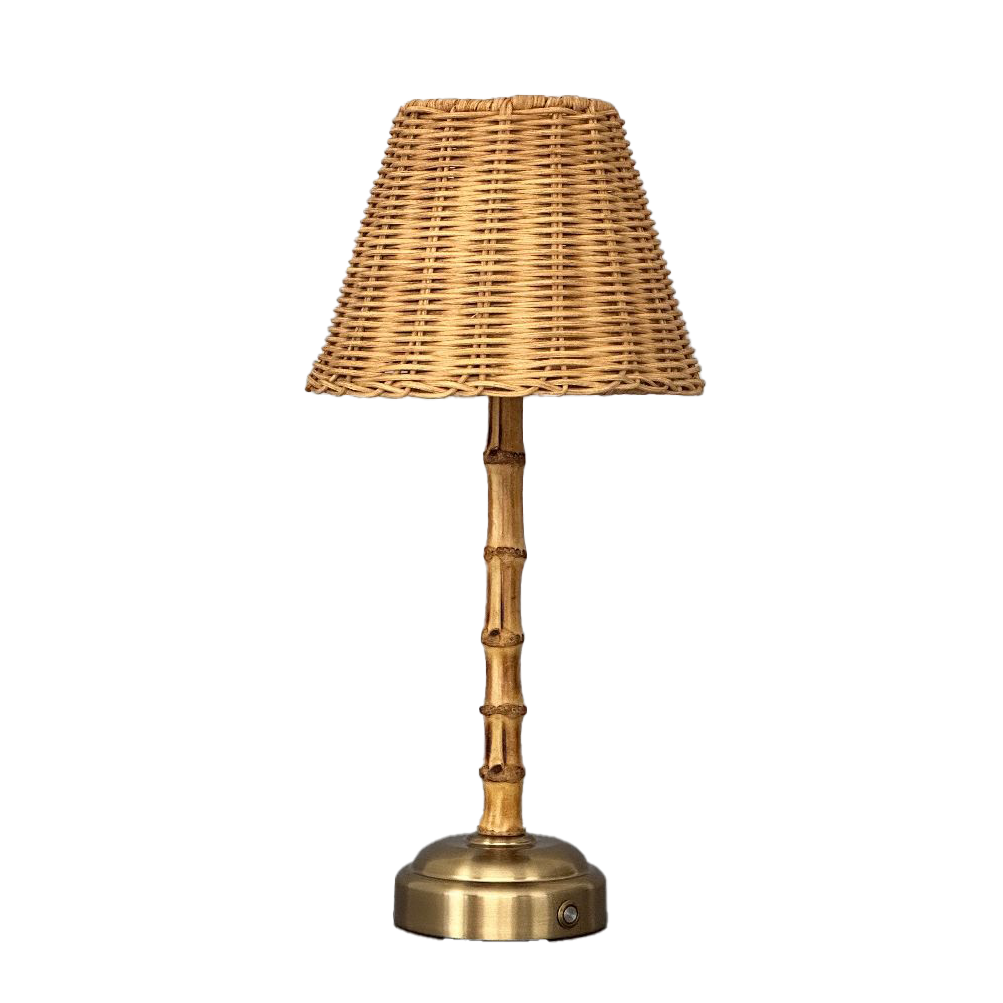 Rattan and Bamboo Cordless Table Lamp