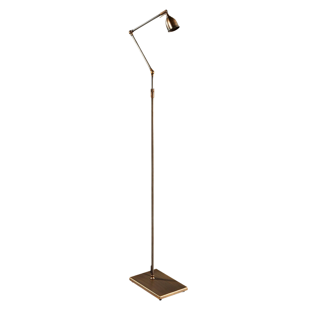 Valerio Rectangular Base Standing Lamp in Antiqued Brass