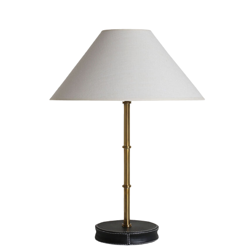 Adnet Table Lamp Brass and Black Cut LR