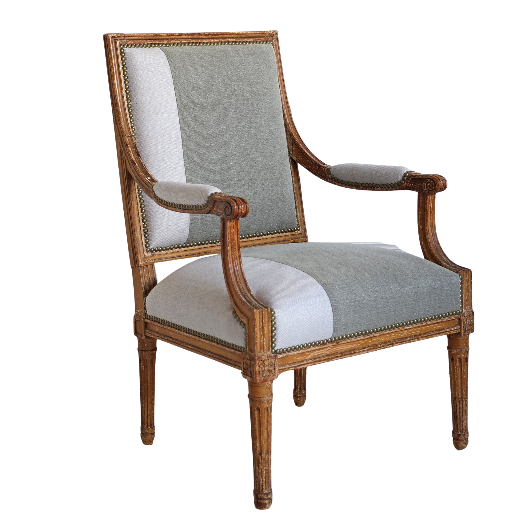 Louis XVI Armchair in Two-Tone Upholstery
