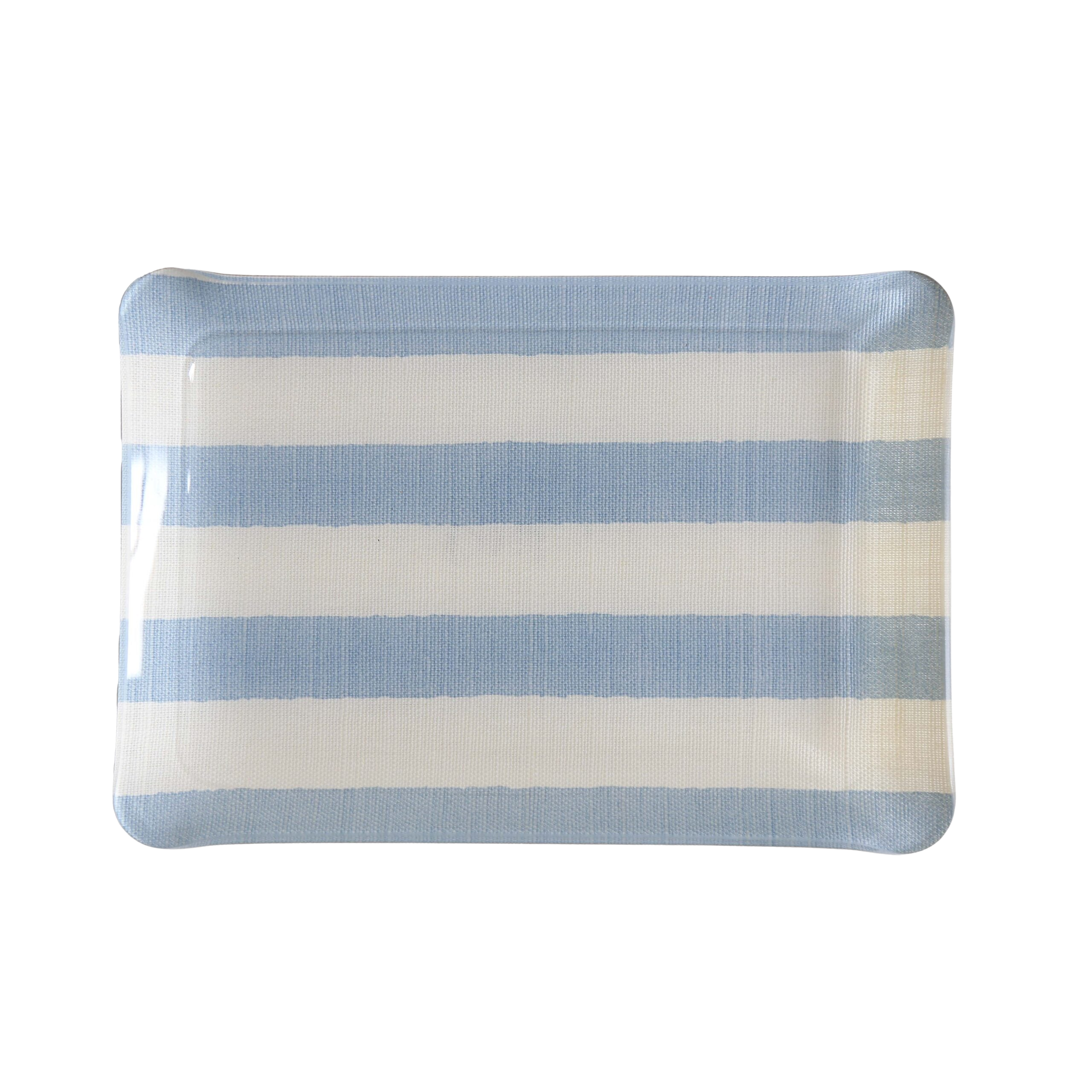 Melba Stripe Small Tray - Sky on White