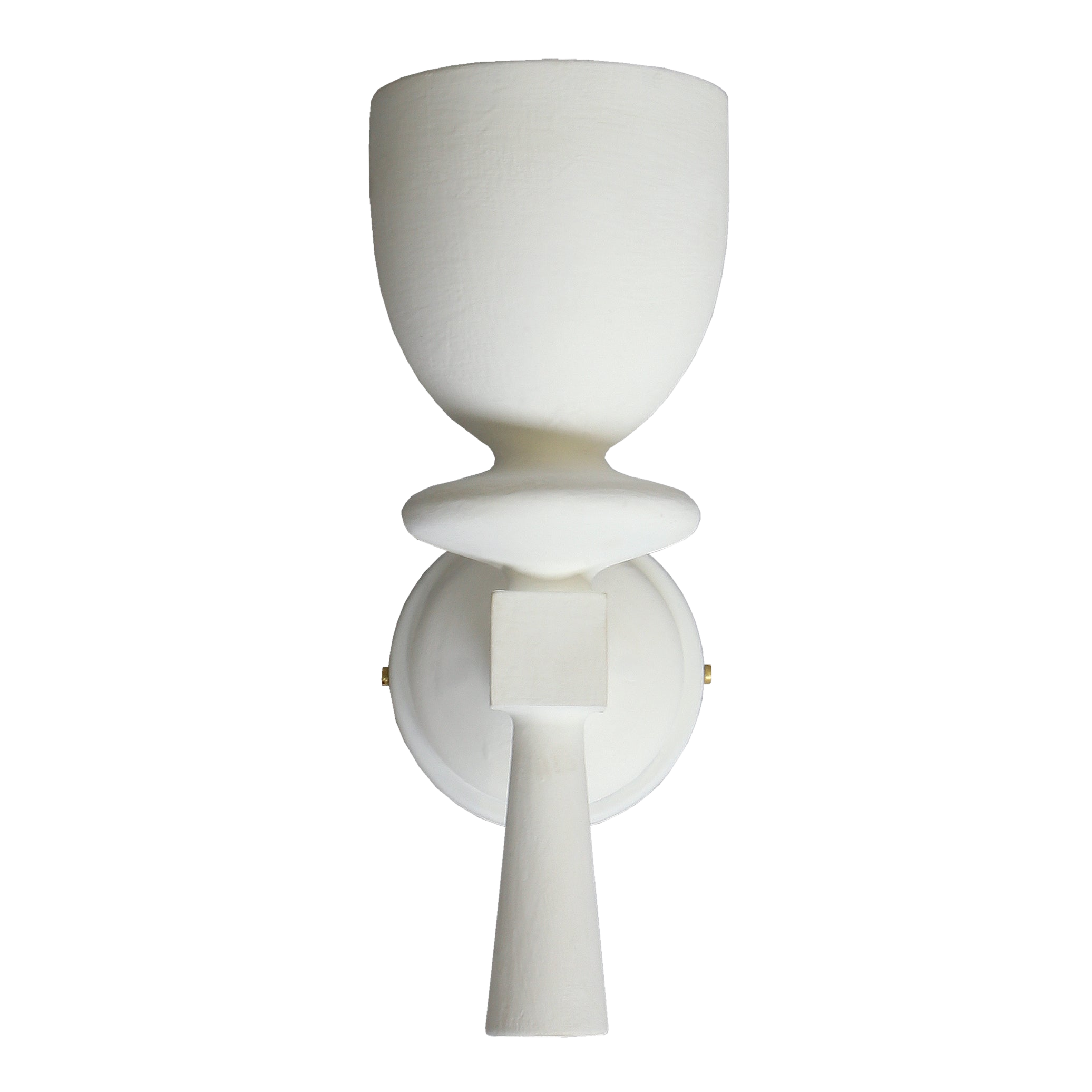 White wall sconce with a modern design on a white background