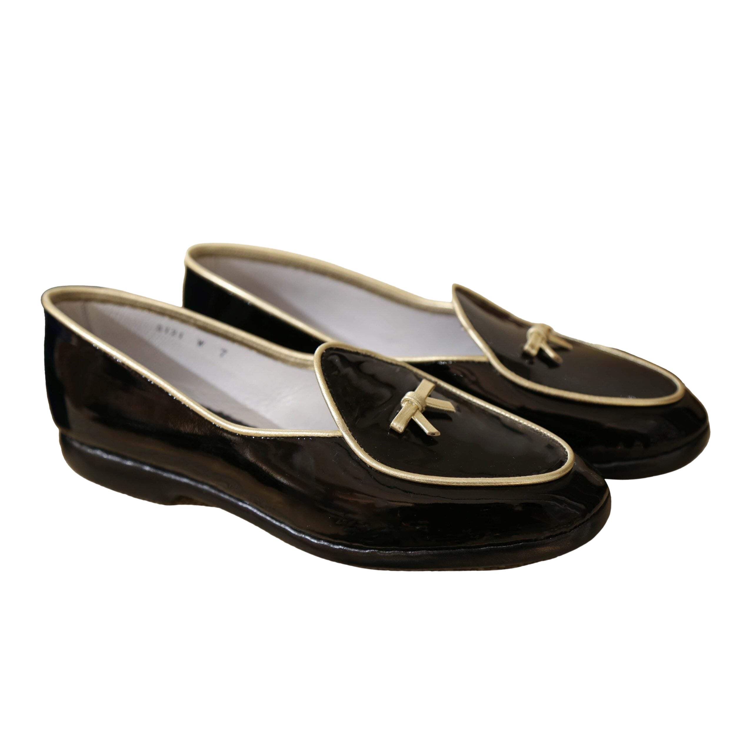 Midinette Black Patent Gold Trim
