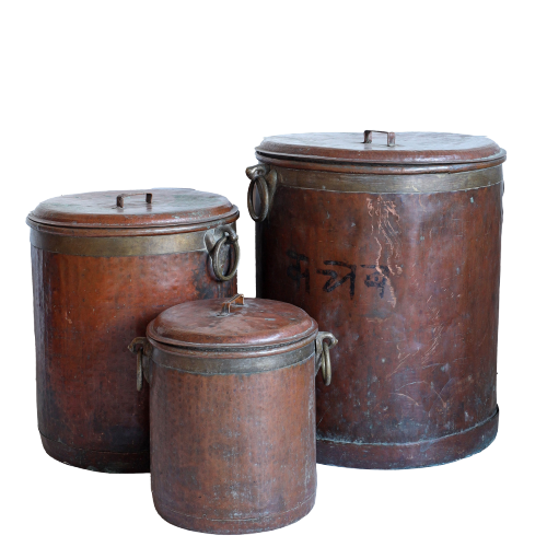 Set of 3 Solid Hammered Copper Pots