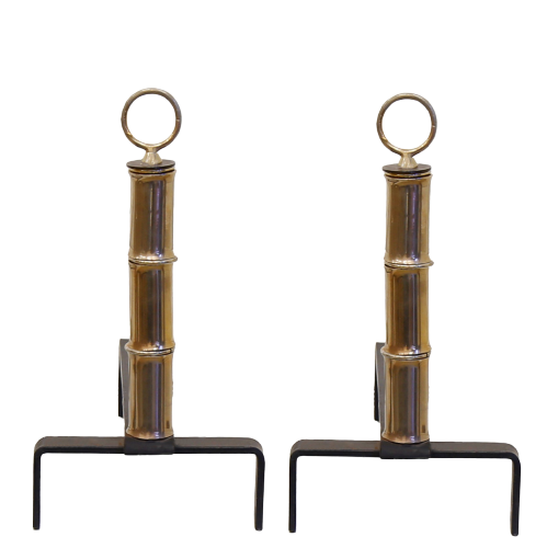 Pair of Adnet Bamboo Firedogs