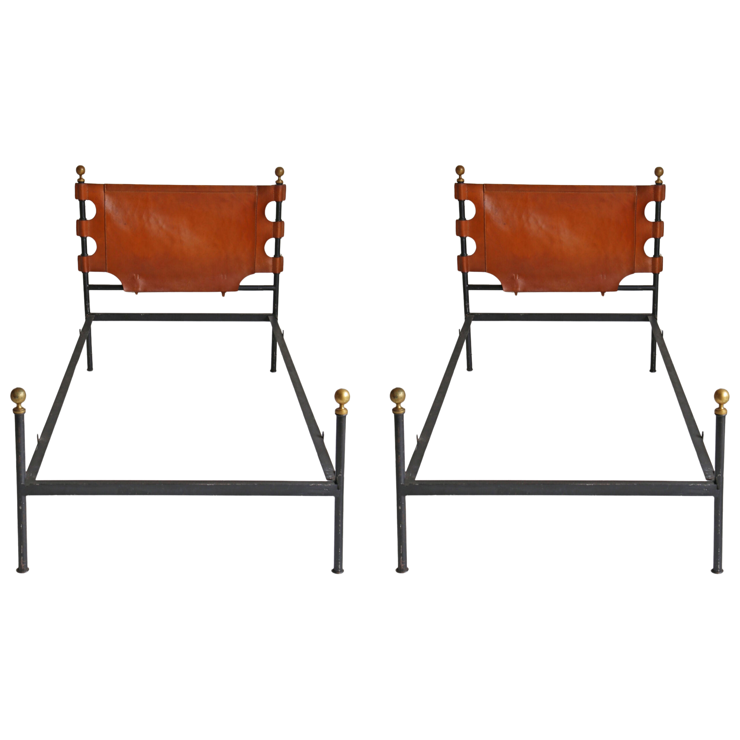 Pair of 1970s Cast Iron Single Beds