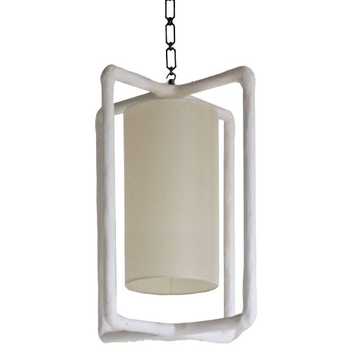 Luna Chandelier with Soft Shade - White Plaster