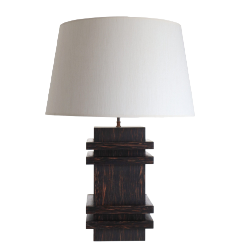 Adnet Cubo Table Lamp Large - Palm Wood
