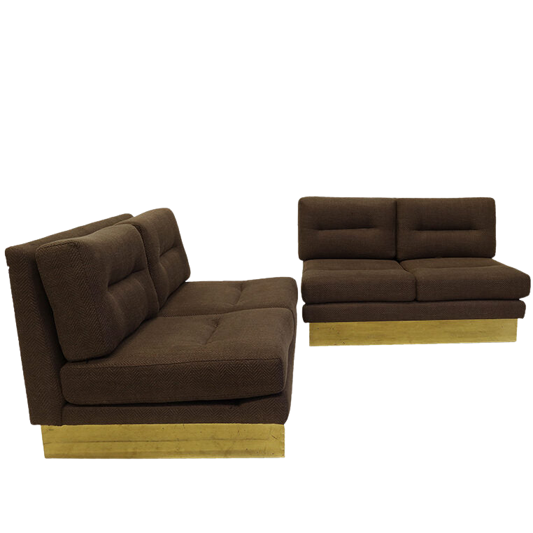 Pair of 1970s Vintage French Armless Sofas