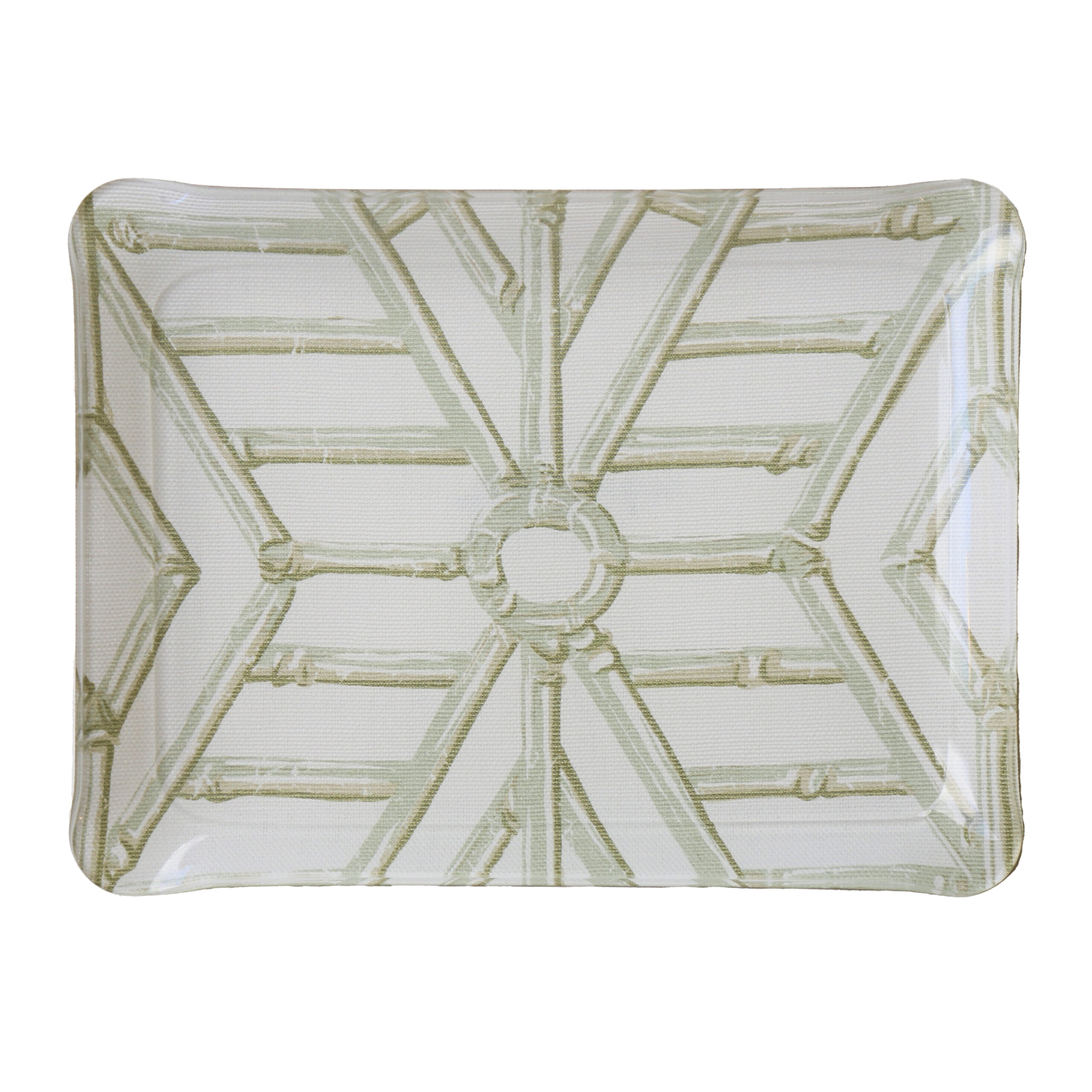 Bamboo Cane Small Tray - Celadon on White