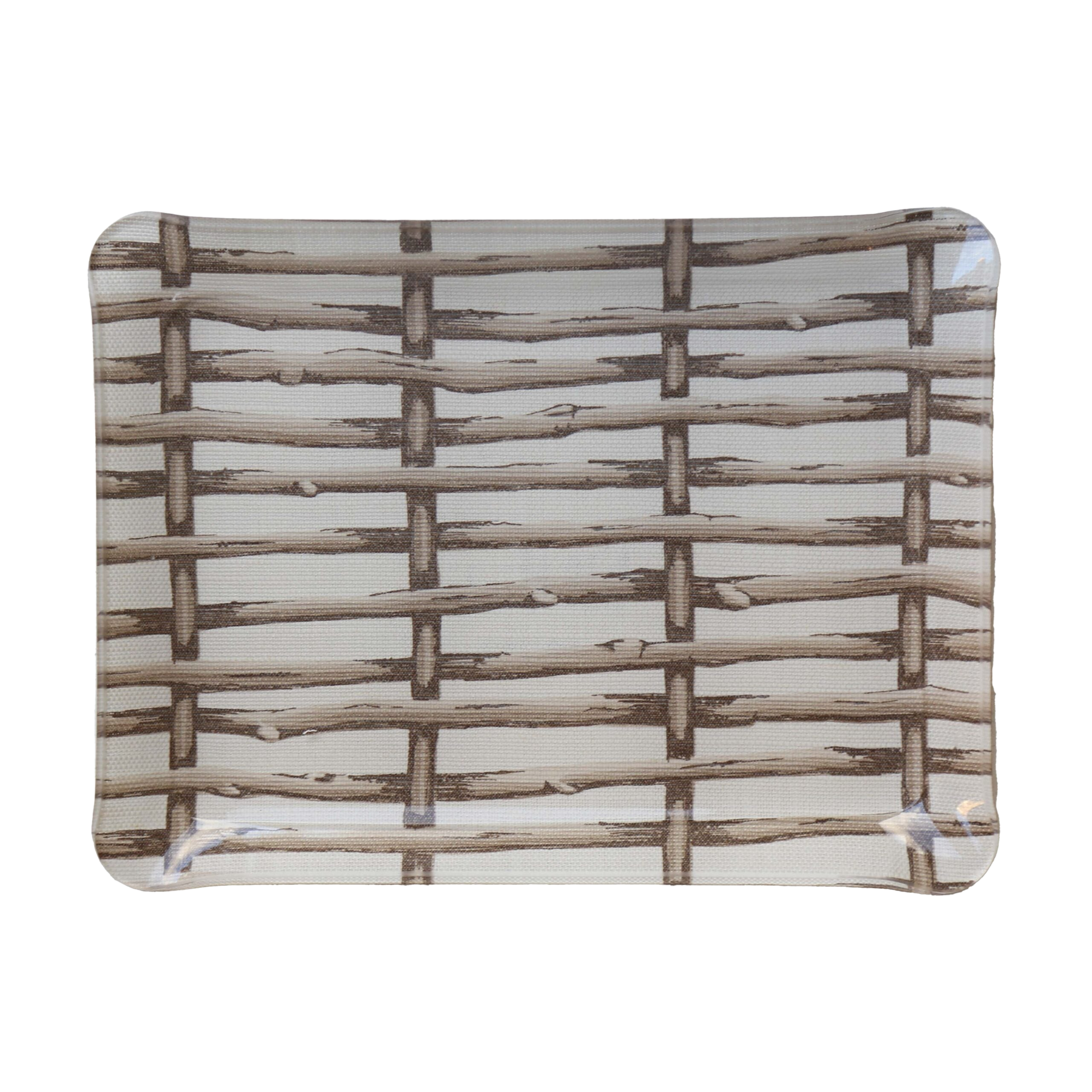 Twig Fence Small Tray - Brown on White